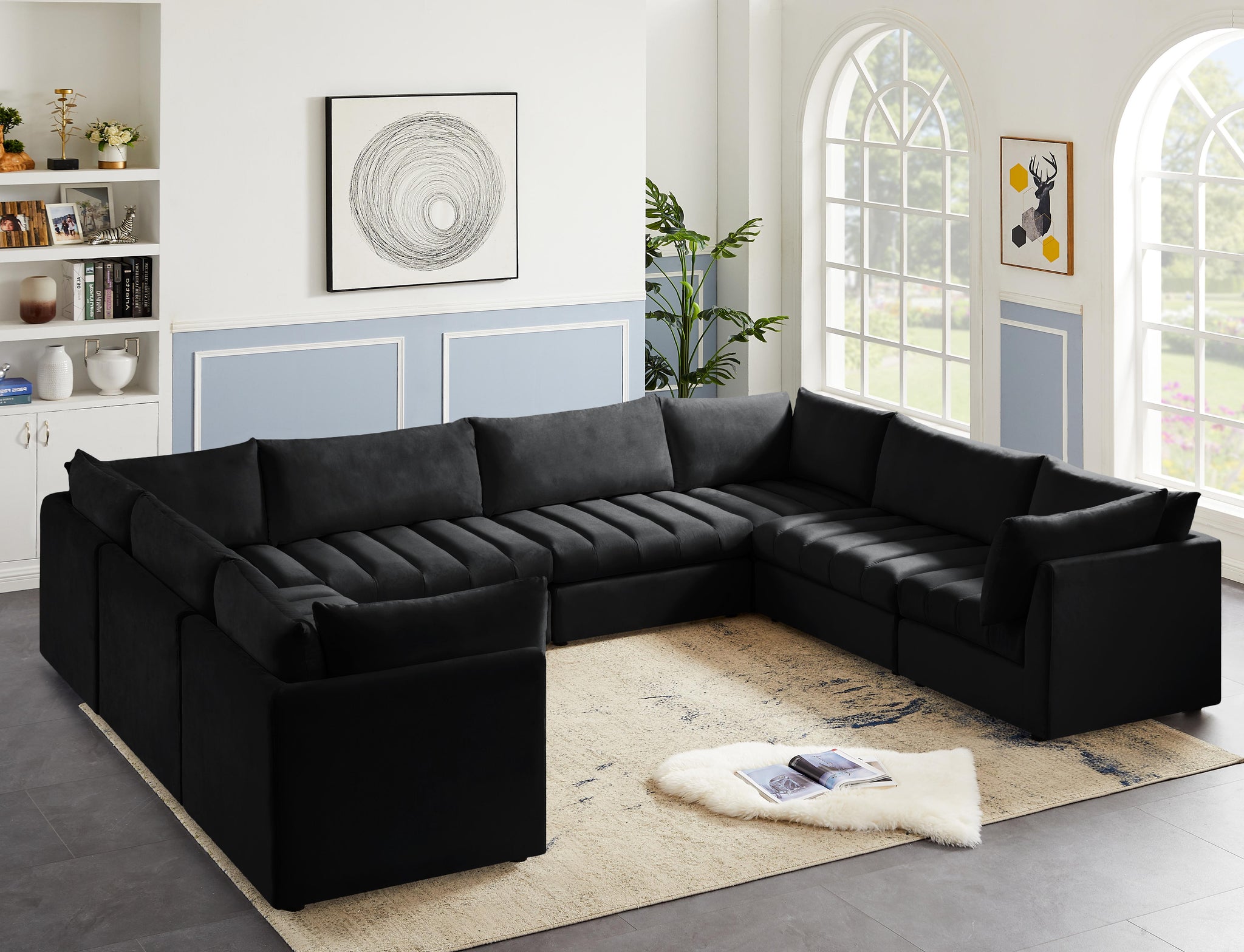 Jacob Black Velvet Modular Sectional - Furnish 4 Less 98 (NY)*