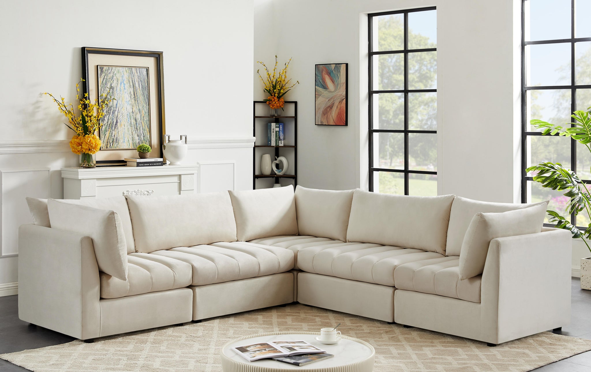 Jacob Cream Velvet Modular Sectional - Furnish 4 Less 98 (NY)*