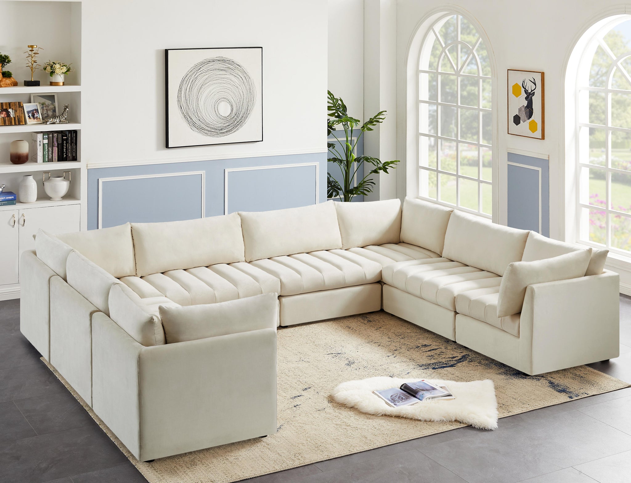 Jacob Cream Velvet Modular Sectional - Furnish 4 Less 98 (NY)*