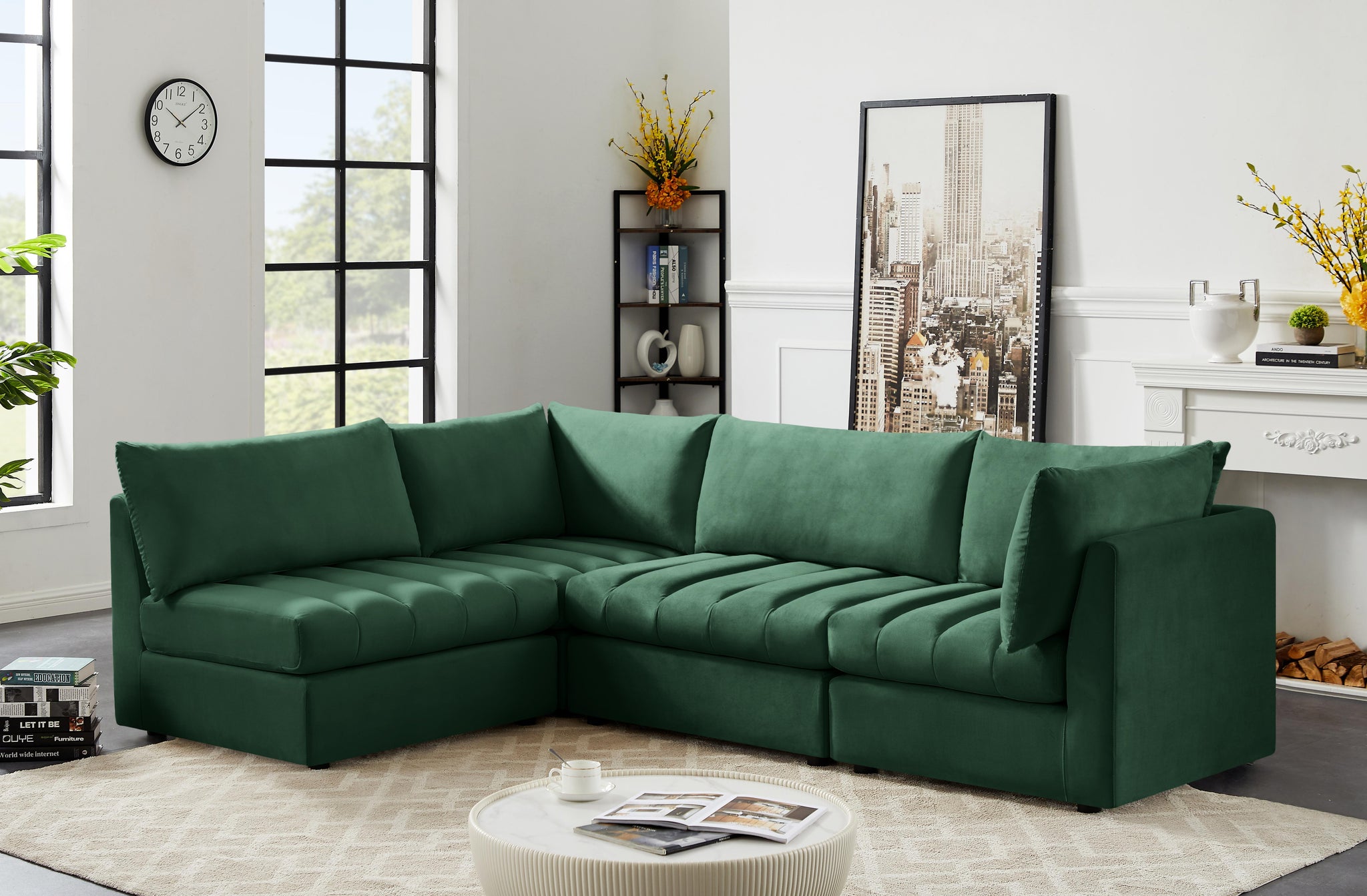 Jacob Green Velvet Modular Sectional - Furnish 4 Less 98 (NY)*