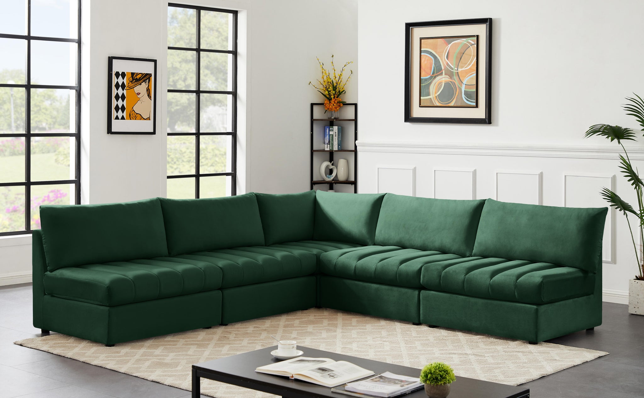 Jacob Green Velvet Modular Sectional - Furnish 4 Less 98 (NY)*