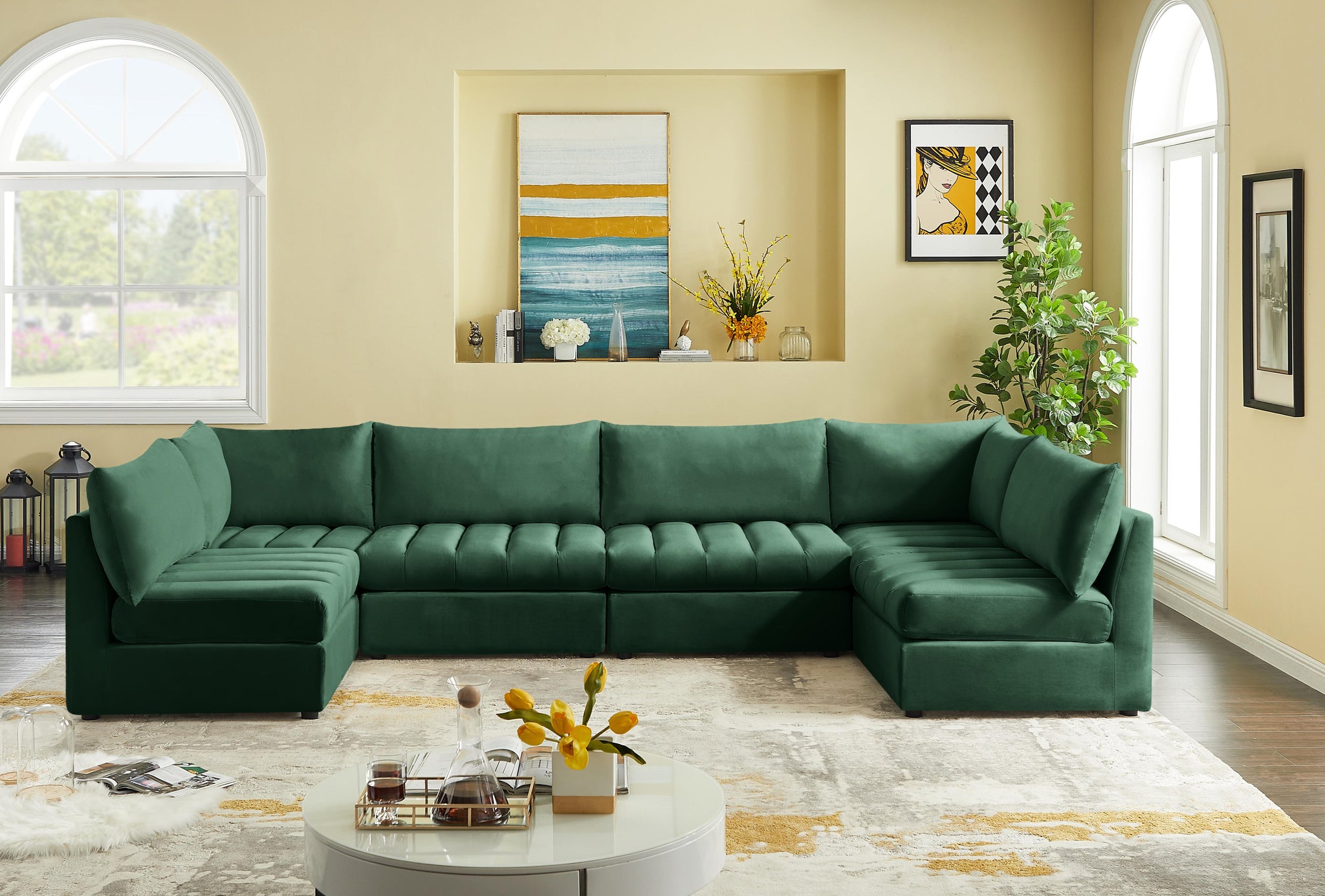 Jacob Green Velvet Modular Sectional - Furnish 4 Less 98 (NY)*