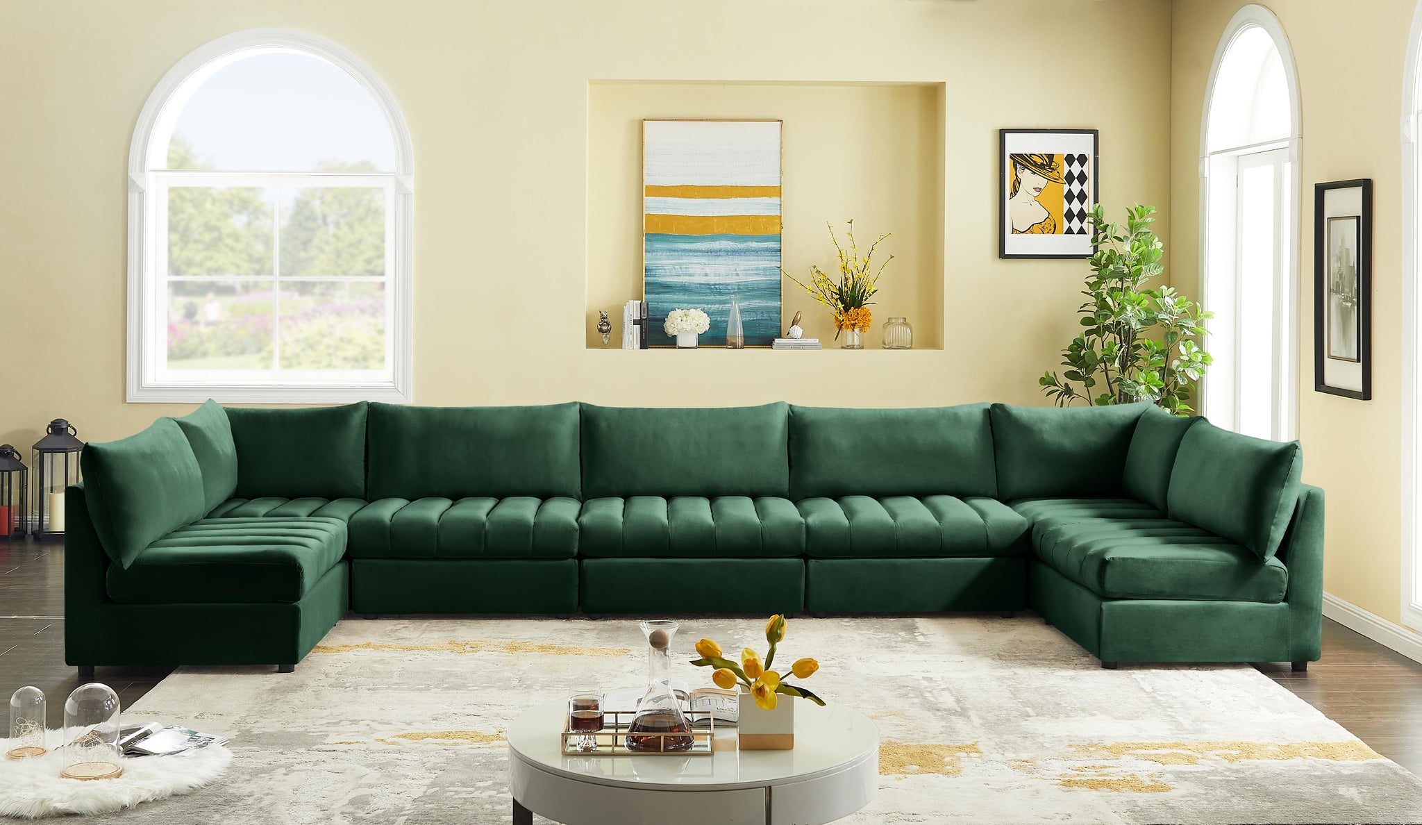 Jacob Green Velvet Modular Sectional - Furnish 4 Less 98 (NY)*