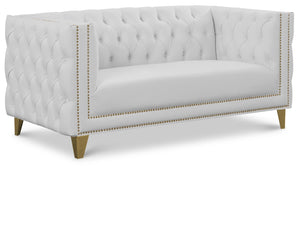 Michelle White Faux Leather Loveseat image