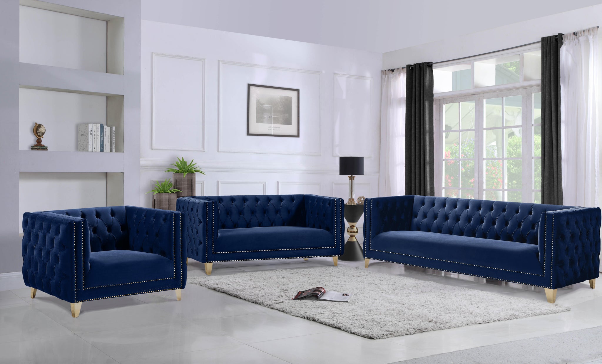 Michelle Navy Velvet Sofa