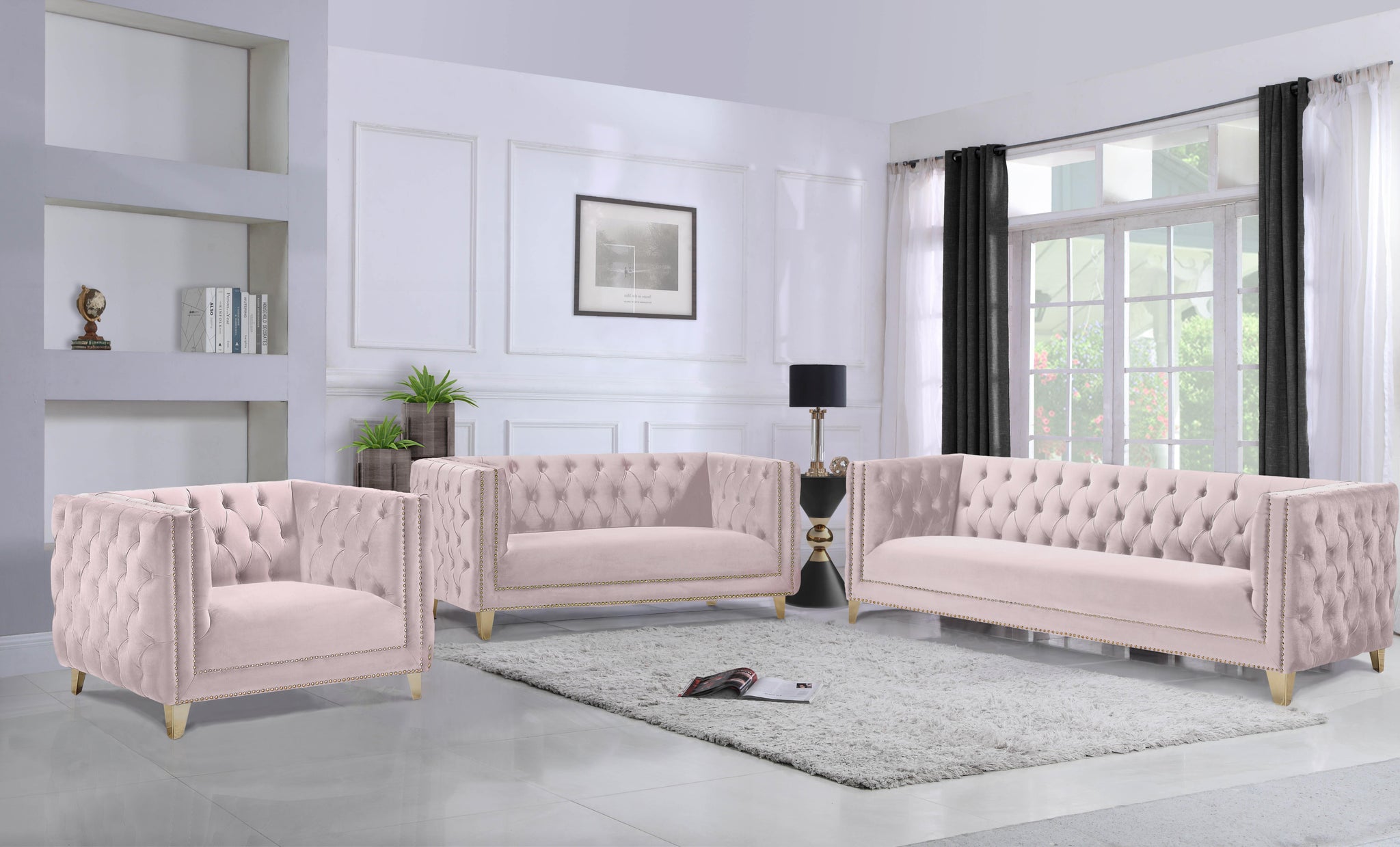 Michelle Pink Velvet Chair - Furnish 4 Less 98 (NY)*