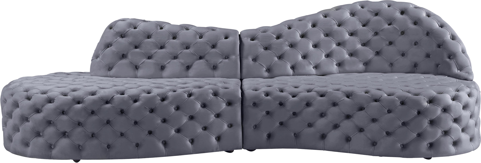 Royal Grey Velvet 2pc. Sectional - Furnish 4 Less 98 (NY)*