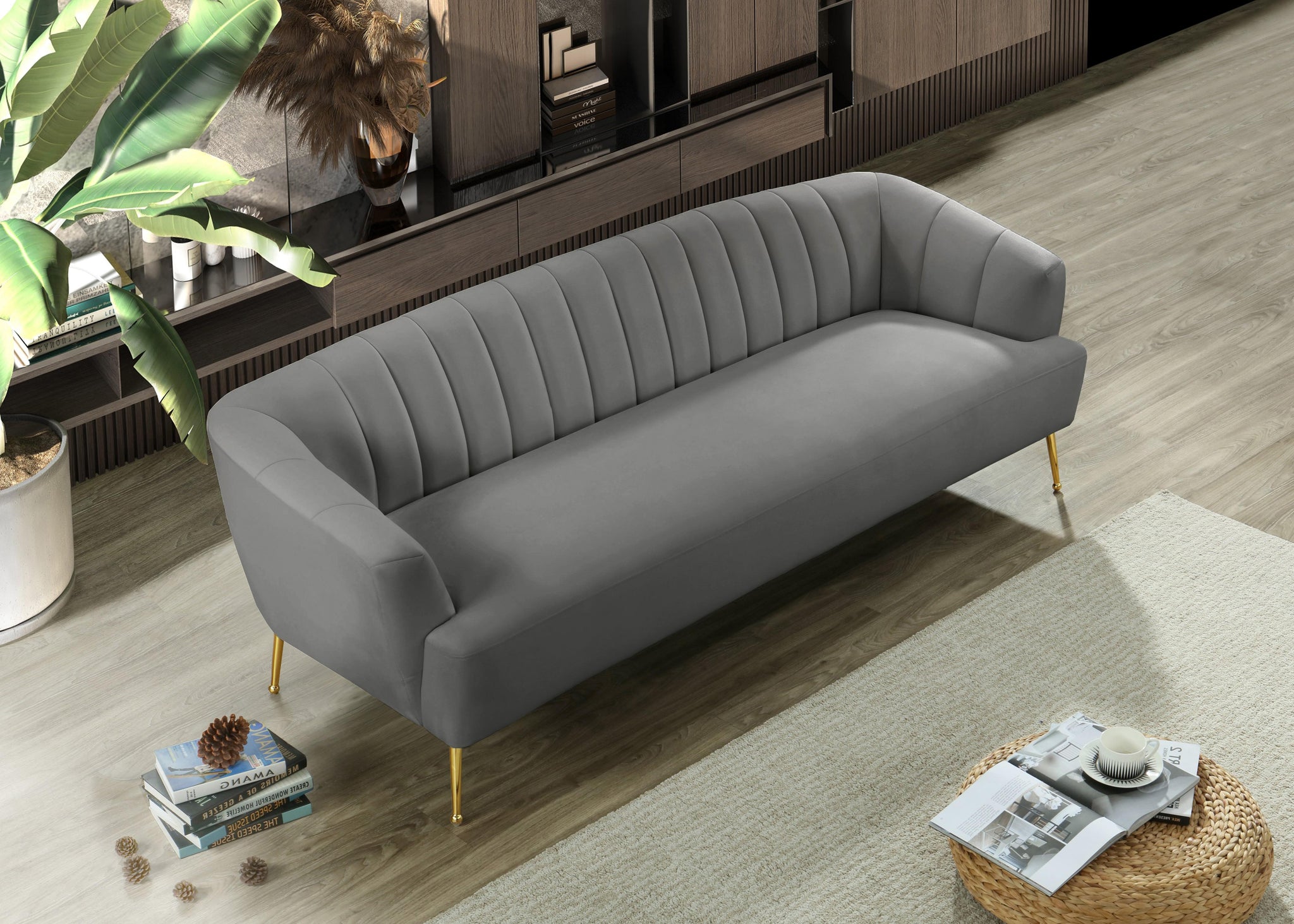 Tori Grey Velvet Sofa