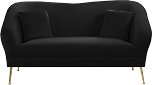 Hermosa Black Velvet Loveseat - Furnish 4 Less 98 (NY)*