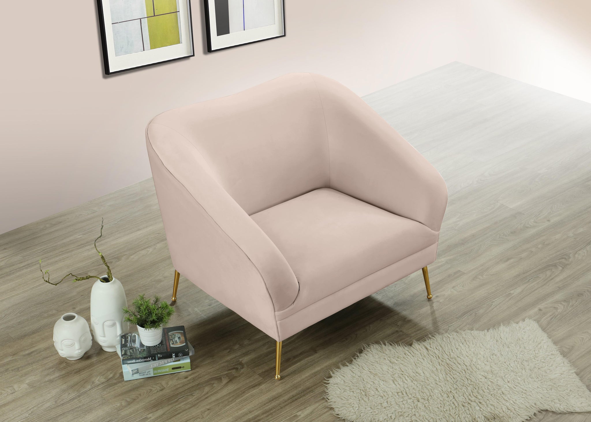 Hermosa Pink Velvet Chair - Furnish 4 Less 98 (NY)*