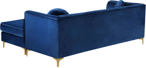 Eliana Navy Velvet 2pc. Reversible Sectional - Furnish 4 Less 98 (NY)*