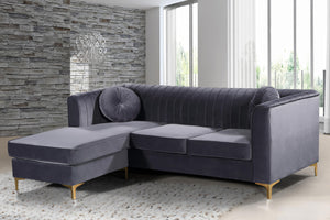 Eliana Grey Velvet 2pc. Reversible Sectional - Furnish 4 Less 98 (NY)*