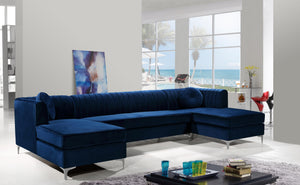 Graham Navy Velvet 3pc. Sectional - Furnish 4 Less 98 (NY)*