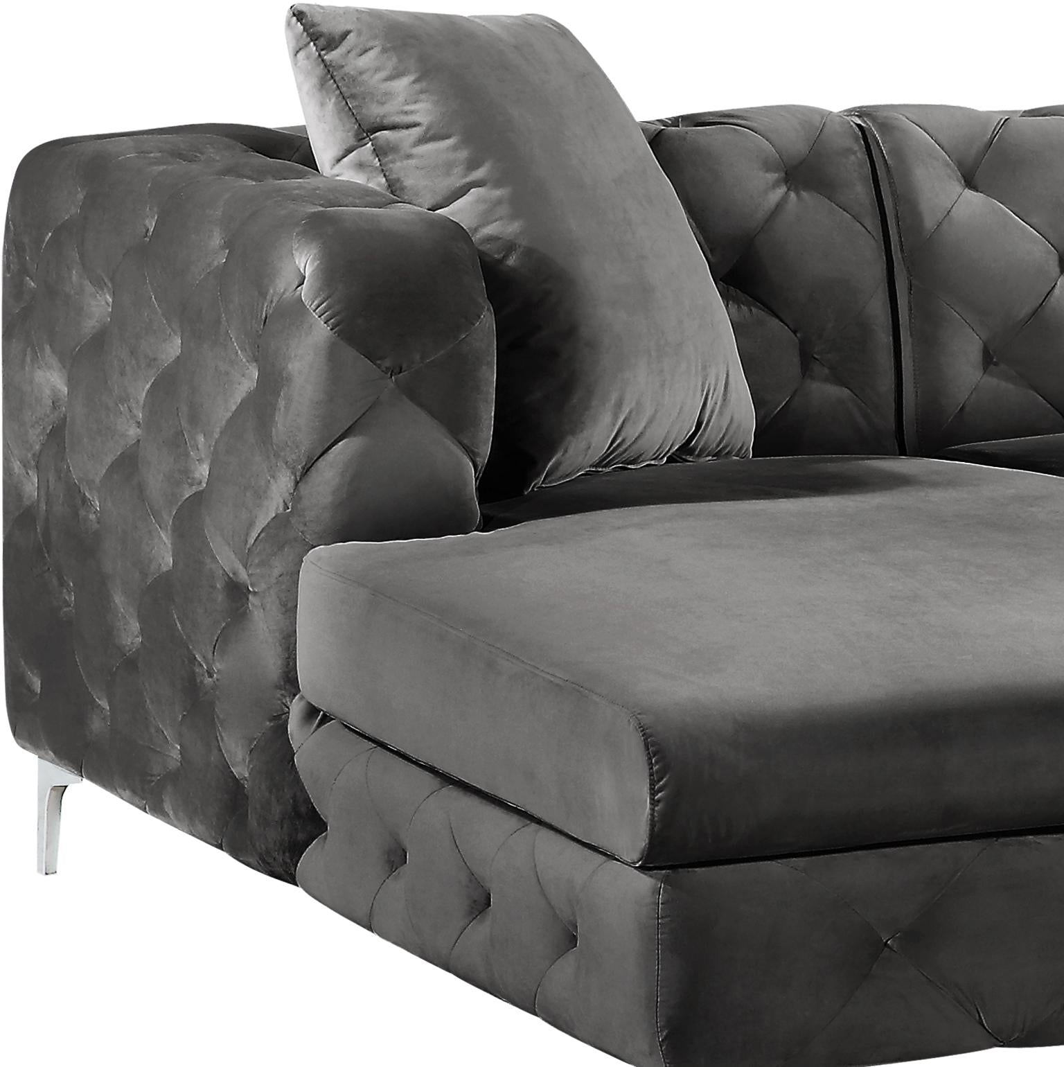 Gail Grey Velvet 3pc. Sectional - Furnish 4 Less 98 (NY)*