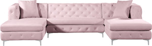 Gail Pink Velvet 3pc. Sectional - Furnish 4 Less 98 (NY)*