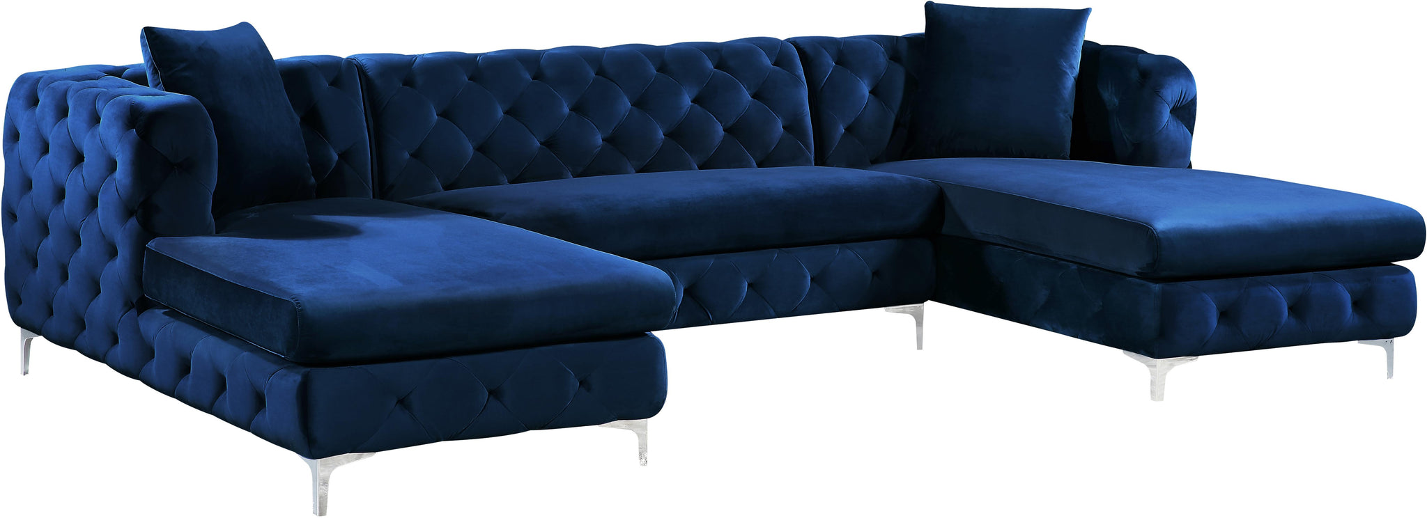 Gail Navy Velvet 3pc. Sectional image