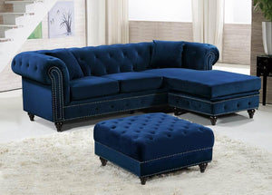 Sabrina Navy Velvet 2pc. Reversible Sectional - Furnish 4 Less 98 (NY)*