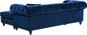 Sabrina Navy Velvet 2pc. Reversible Sectional - Furnish 4 Less 98 (NY)*