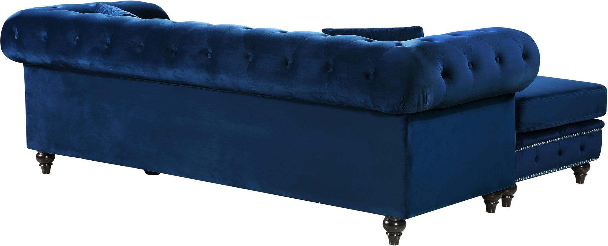 Sabrina Navy Velvet 2pc. Reversible Sectional - Furnish 4 Less 98 (NY)*