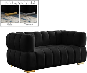 Gwen Black Velvet Loveseat image