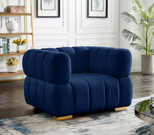 Gwen Navy Velvet Chair - Furnish 4 Less 98 (NY)*