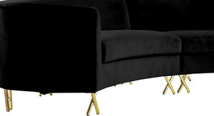 Serpentine Black Velvet 3pc. Sectional