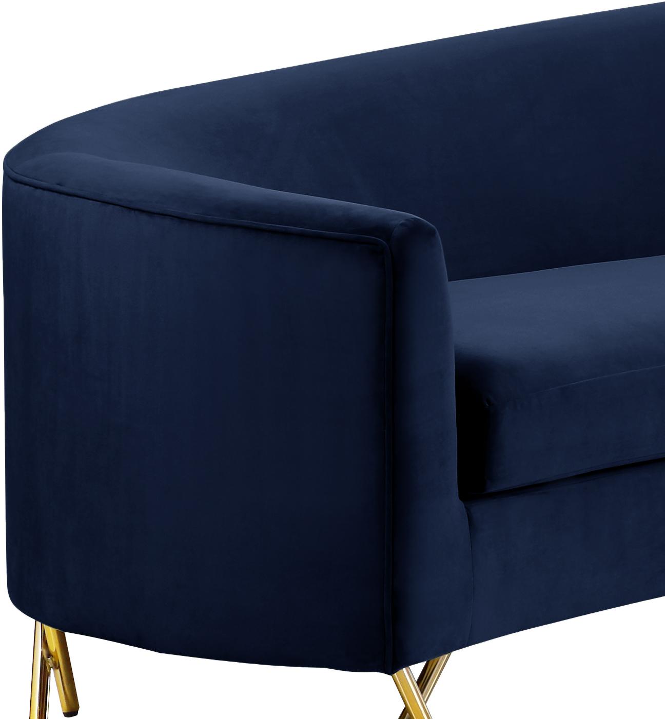 Serpentine Navy Velvet 3pc. Sectional - Furnish 4 Less 98 (NY)*