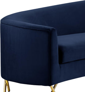 Serpentine Navy Velvet 3pc. Sectional - Furnish 4 Less 98 (NY)*