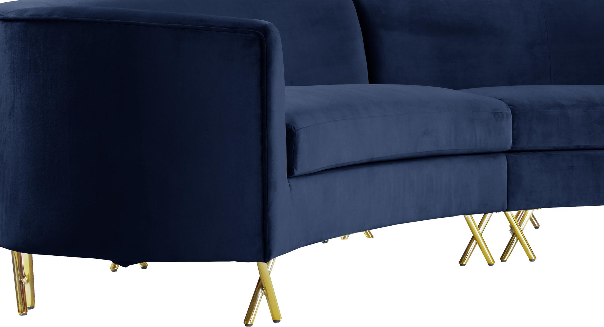 Serpentine Navy Velvet 3pc. Sectional - Furnish 4 Less 98 (NY)*