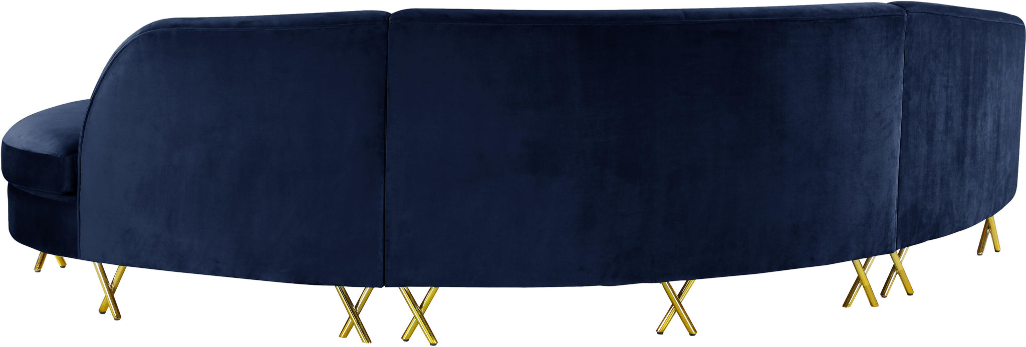 Serpentine Navy Velvet 3pc. Sectional - Furnish 4 Less 98 (NY)*