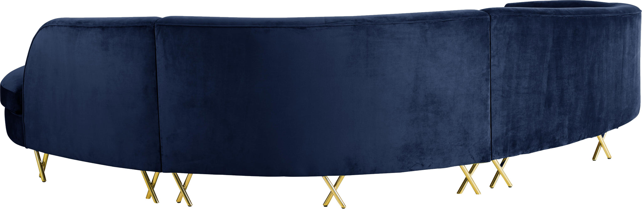 Serpentine Navy Velvet 3pc. Sectional - Furnish 4 Less 98 (NY)*