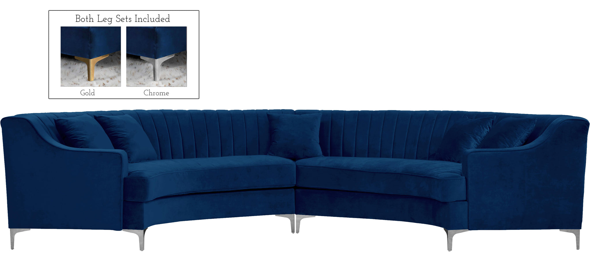 Jackson Navy Velvet 2pc. Sectional - Furnish 4 Less 98 (NY)*