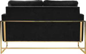 Mila Black Velvet Loveseat - Furnish 4 Less 98 (NY)*