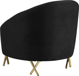 Serpentine Black Velvet Chair - Furnish 4 Less 98 (NY)*