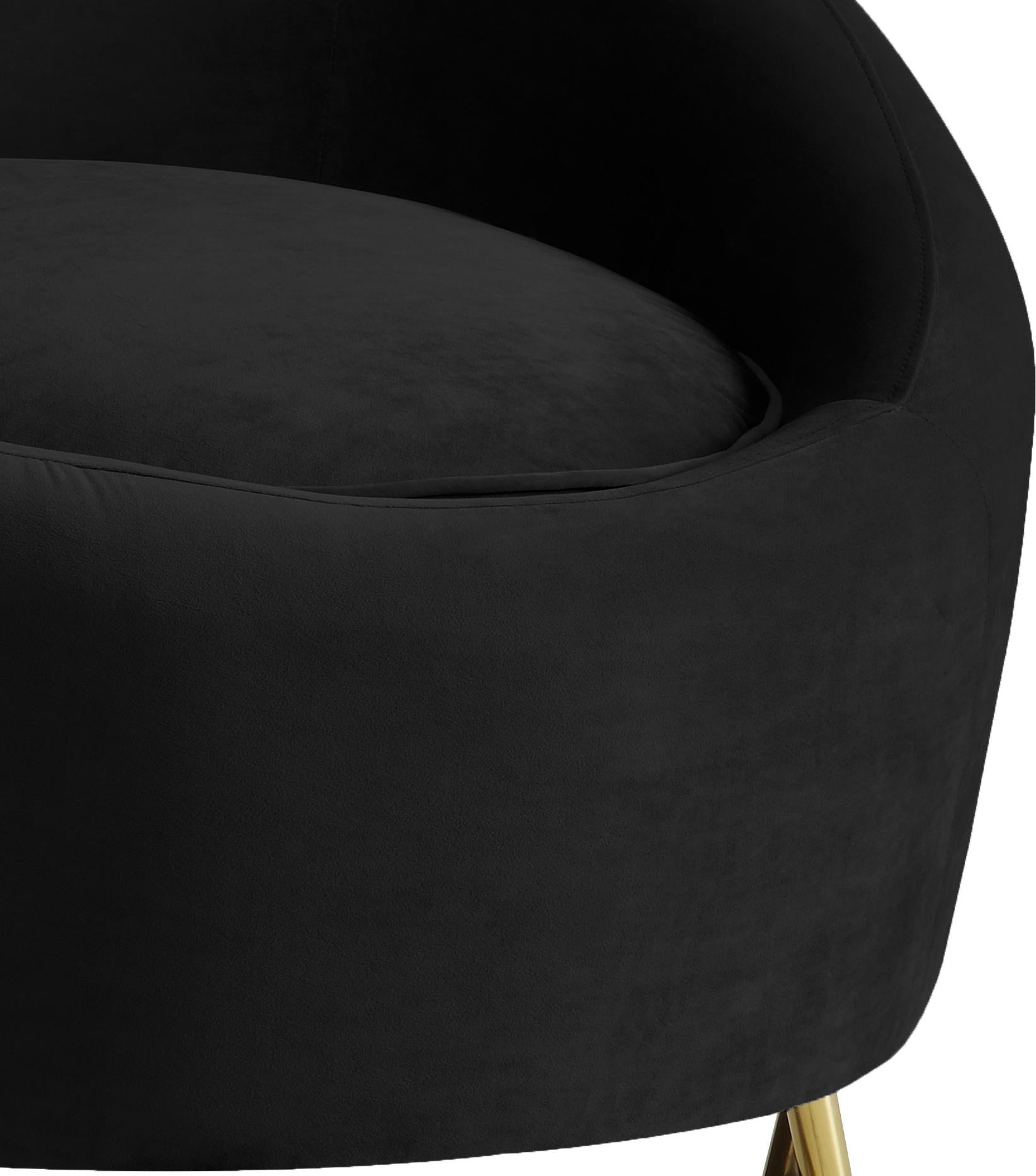 Serpentine Black Velvet Chair - Furnish 4 Less 98 (NY)*