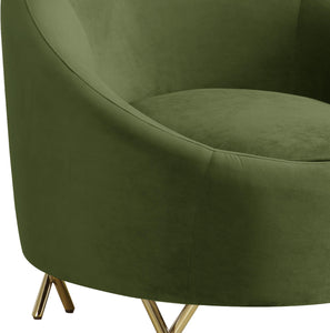 Serpentine Olive Velvet Chair - Furnish 4 Less 98 (NY)*