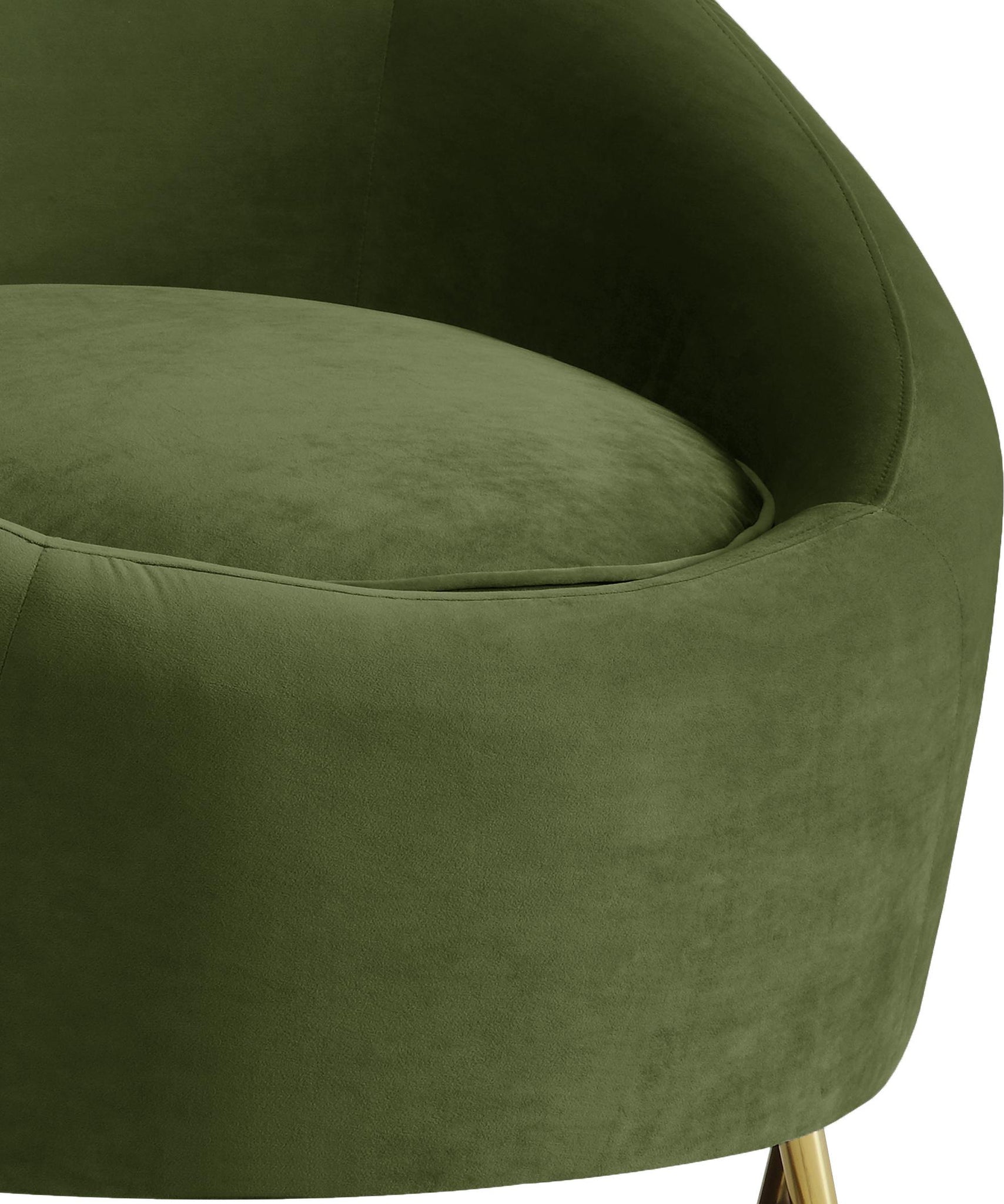 Serpentine Olive Velvet Chair - Furnish 4 Less 98 (NY)*