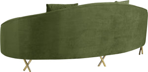 Serpentine Olive Velvet Sofa - Furnish 4 Less 98 (NY)*