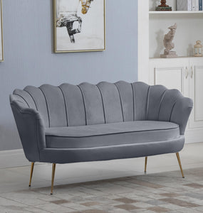 Gardenia Grey Velvet Loveseat - Furnish 4 Less 98 (NY)*