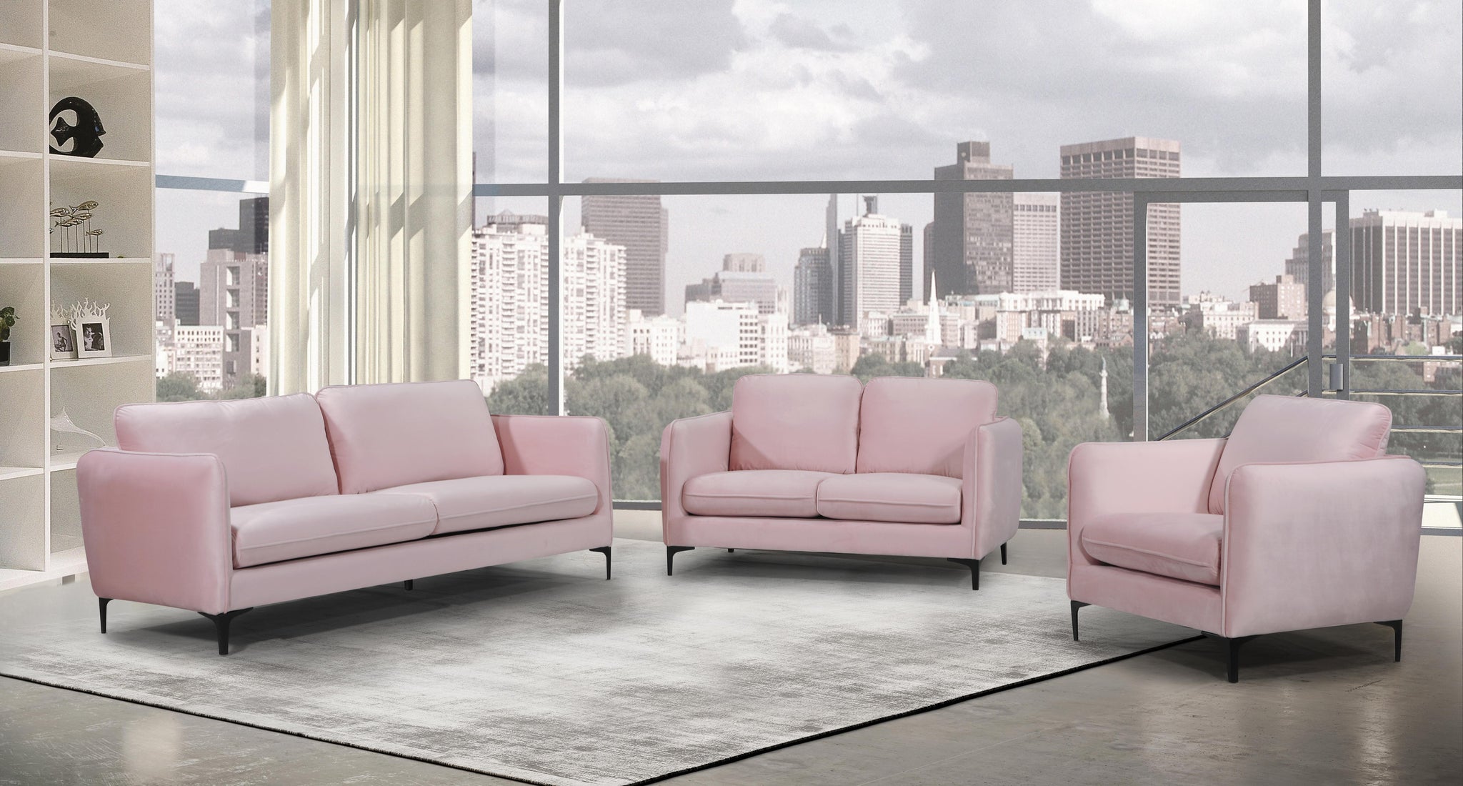 Poppy Pink Velvet Chair - Furnish 4 Less 98 (NY)*