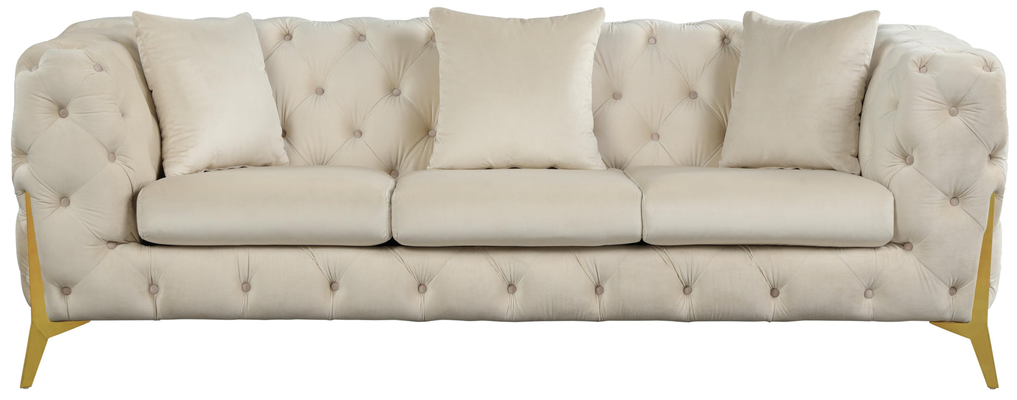 Kingdom Cream Velvet Sofa - Furnish 4 Less 98 (NY)*