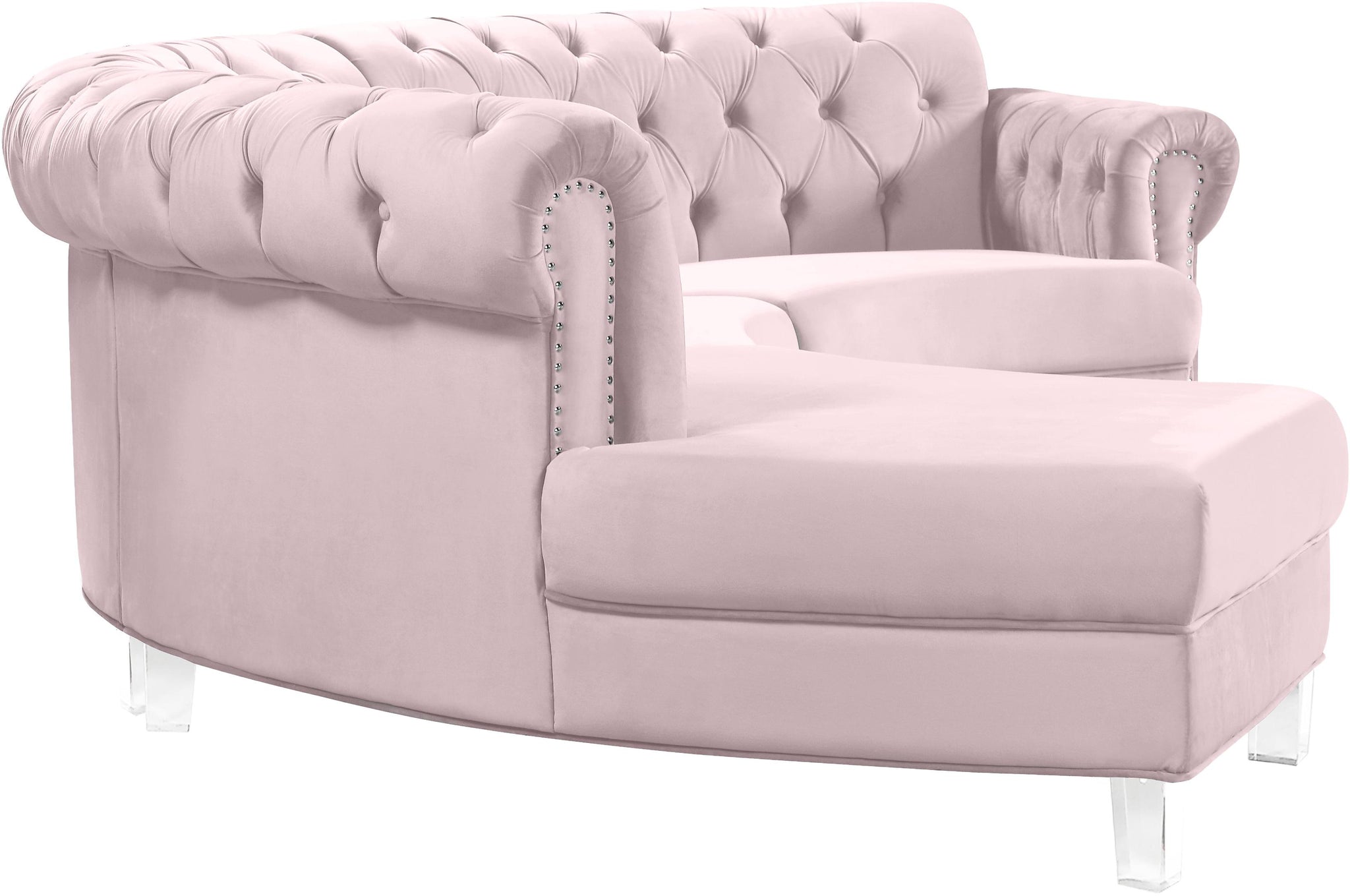 Anabella Pink Velvet 3pc. Sectional