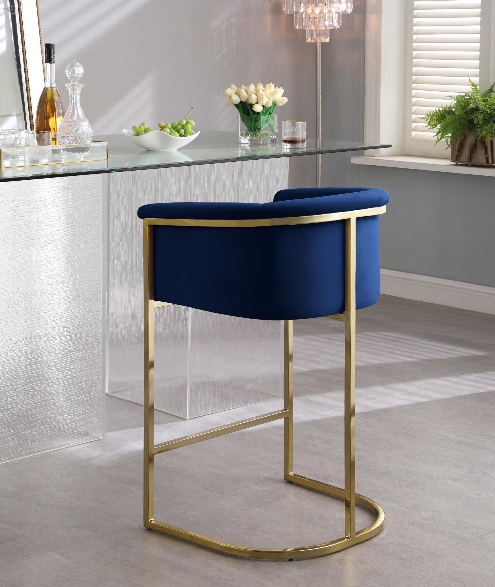 Donatella Navy Velvet Stool