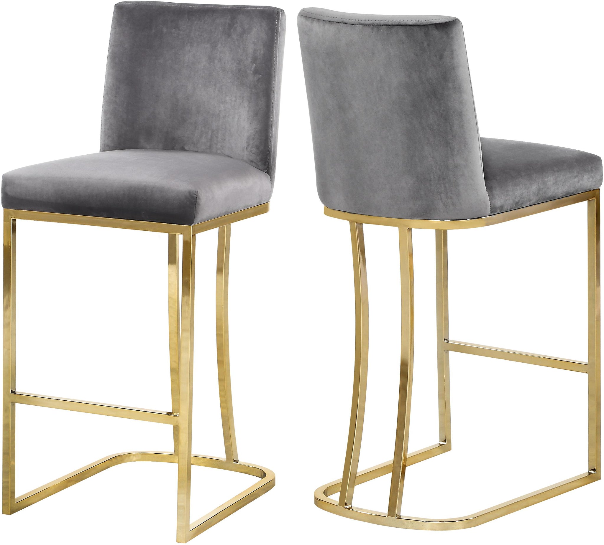 Heidi Grey Velvet Stool - Furnish 4 Less 98 (NY)*