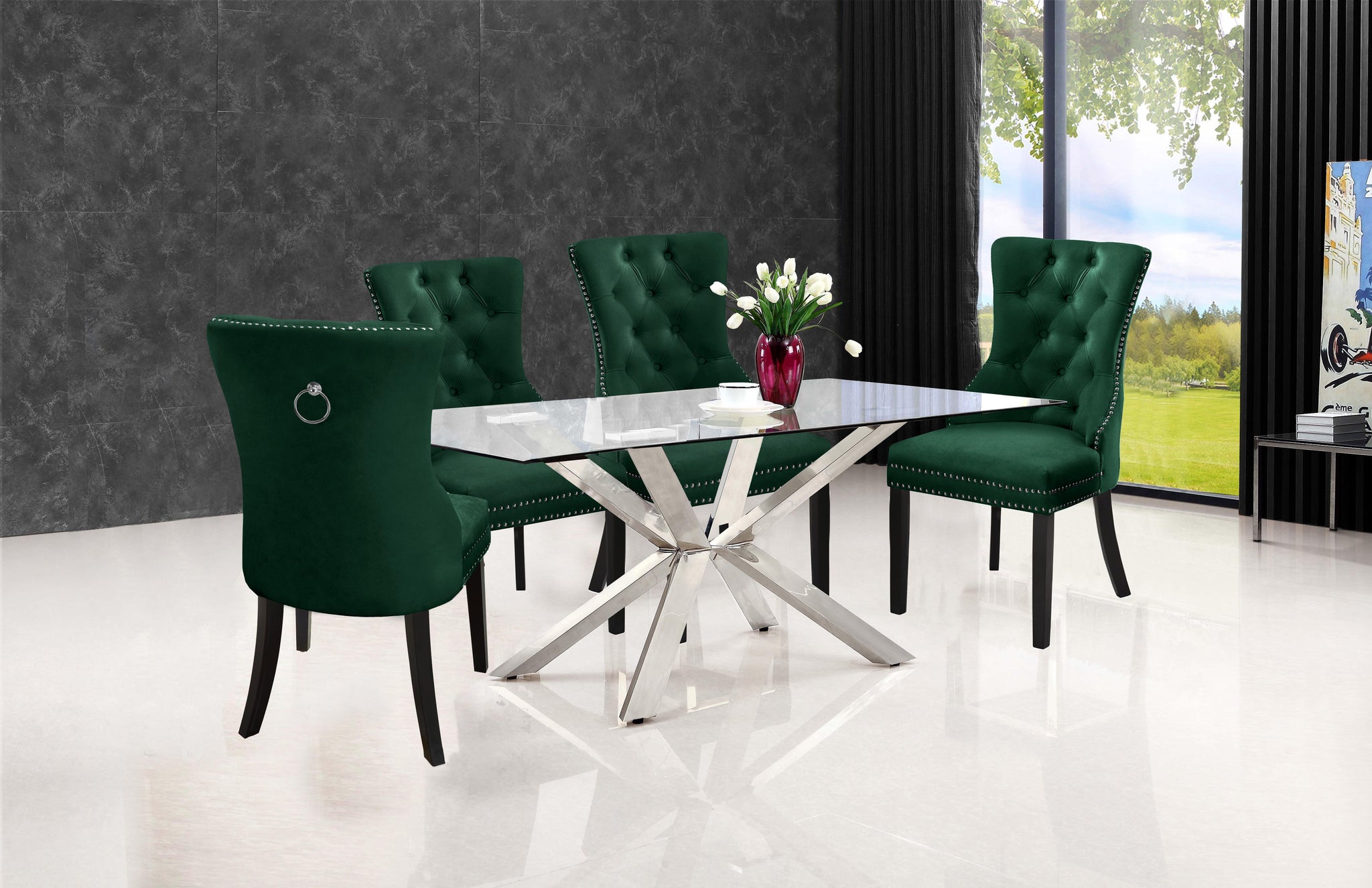 Nikki Green Velvet Dining Chair - Furnish 4 Less 98 (NY)*