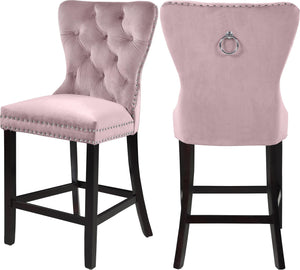 Nikki Pink Velvet Stool image