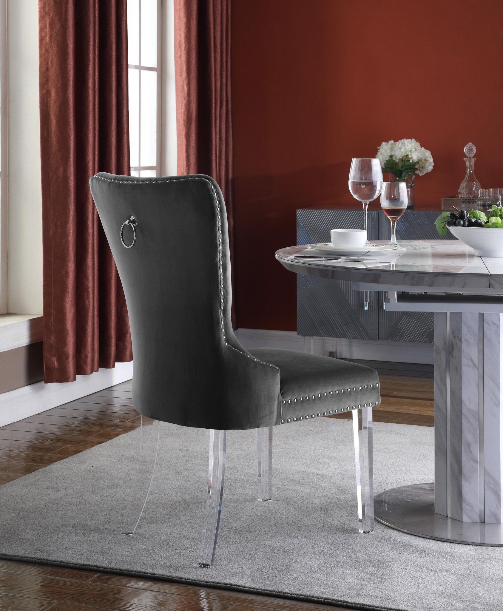 Miley Grey Velvet Dining Chair