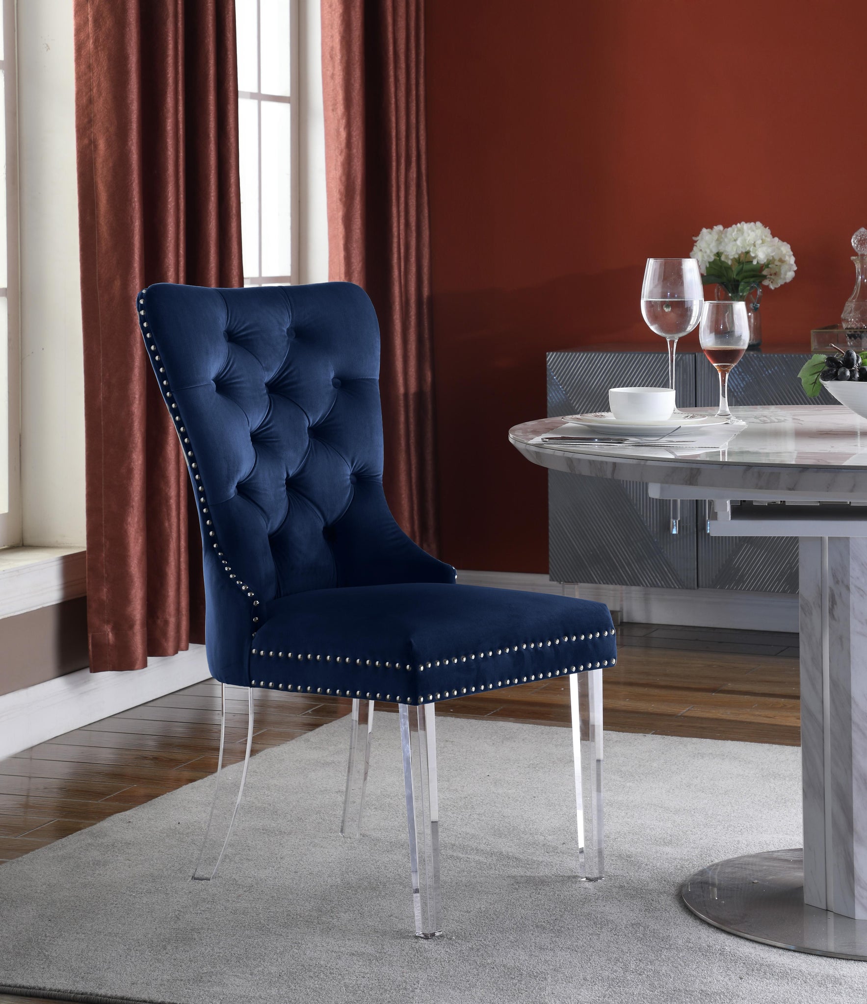 Miley Navy Velvet Dining Chair