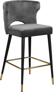 Kelly Grey Velvet Stool - Furnish 4 Less 98 (NY)*