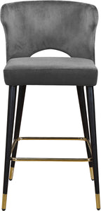 Kelly Grey Velvet Stool - Furnish 4 Less 98 (NY)*